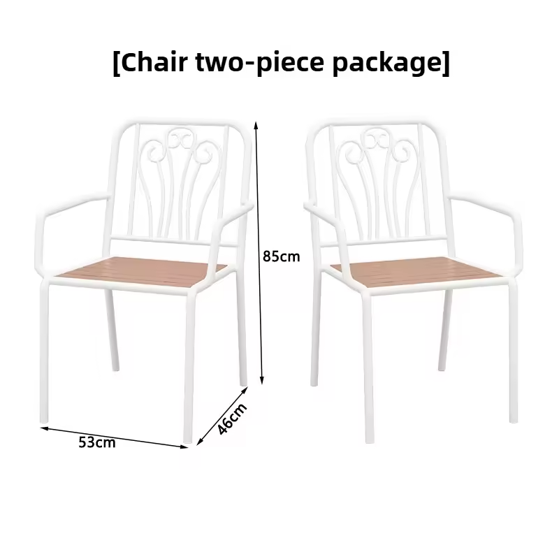 Elegant 3 Piece Balcony Set Durable Metal&Wood Cafe Table &Chairs