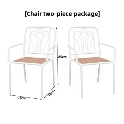 Elegant 3 Piece Balcony Set Durable Metal&Wood Cafe Table &Chairs