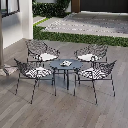 Luxury Metal Mesh Outdoor Furniture Set - Contemporary and Minimalist Design